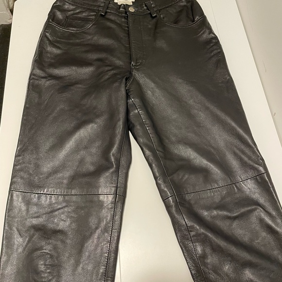 Hugo Buscati Brand Women's 8 Tall Black Leather Designer Pants Vintage Fashion - Picture 4 of 4